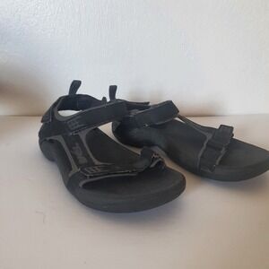 Teva Mens Tanza Sport Sandals Black Grey Hiking Water Shoes 4289 Size 10